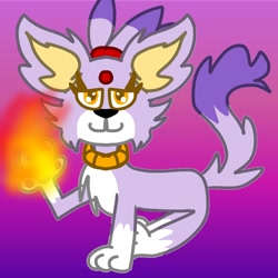 Size: 1280x1280 | Tagged: safe, artist:bluedeerfox14, blaze the cat, collar, fire, fire finger, literal animal, solo