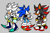 Size: 766x511 | Tagged: safe, artist:cosmic_fall, shadow the hedgehog, silver the hedgehog, sonic the hedgehog, hedgehog, sonic the hedgehog (2006), females only, flat colors, grey background, looking offscreen, no mouth, simple background, thumbs up, trans female, trans girl shadow, trans girl silver, trans girl sonic, transgender, trio