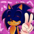 Size: 3000x3000 | Tagged: safe, artist:fuschiaflare, sonic the hedgehog, hedgehog, 2022, abstract background, aromantic pride, asexual pride, clenched teeth, eyes closed, face paint, gloves, headcanon, male, modern sonic, smile, solo, standing, v sign