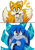Size: 1414x2000 | Tagged: safe, artist:josefinago97, kit the fennec, miles "tails" prower, 2022, clenched fist, duo, frown, hand out, looking at each other, males only, mouth open, nervous, panels, simple background, white background