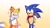 Size: 1920x1080 | Tagged: safe, artist:la_gata_golosa_, artist:laclau349, miles "tails" prower, sonic the hedgehog, 2020, blushing, duo, flower bouquet, frown, gay, gradient background, hands behind back, heart, holding something, looking down, modern sonic, modern tails, shipping, smile, sonic x tails, sweatdrop