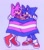 Size: 892x1024 | Tagged: safe, artist:mira13mura, amy rose, sonic the hedgehog, 2022, cute, duo, eyes closed, holding something, looking at them, mouth open, one eye closed, pride, pride flag, purple background, simple background, smile, standing, trans boy sonic, trans female, trans girl amy, trans male, trans pride, transgender