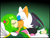 Size: 800x600 | Tagged: safe, artist:sonic-yuri, cosmo the seedrian, rouge the bat, 2010, bed, blushing, cosmo x rouge, crack shipping, duo, eyes closed, flat colors, gradient background, kiss, lesbian, lying down, pillow
