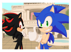 Size: 1280x940 | Tagged: safe, artist:humancartoonart, shadow the hedgehog, sonic the hedgehog, photo, redraw, shadow the hedgehog (video game)