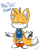 Size: 650x809 | Tagged: safe, artist:kentenious2, miles "tails" prower, 2021, blushing, character name, clothes, eyes closed, gender swap, millie "tailsko" prower, overalls, rule 63, smile, solo, standing
