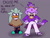 Size: 1280x960 | Tagged: safe, artist:skeletonpendeja, blaze the cat, silver the hedgehog, dialogue, duo, english text, fangs, frown, he asked for no pickles, looking at viewer, looking away, meme, mouth open, poncho, purple background, shadow (lighting), simple background, standing, tan skin