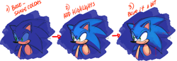 Size: 1280x441 | Tagged: safe, artist:drawloverlala, sonic the hedgehog, drawing tutorial, english text, shading tutorial, solo, tutorial