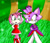 Size: 900x782 | Tagged: safe, artist:snowtheacat, amy rose, blaze the cat, cat, hedgehog, 2011, amy x blaze, amy's halterneck dress, blaze's tailcoat, cute, duo, duo female, female, females only, grass, hands behind back, lesbian, looking at something, open smile, outdoors, shipping, tree
