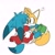 Size: 2048x2048 | Tagged: safe, artist:butterrrmoth, kit the fennec, miles "tails" prower, barefoot, bucket, crossover, dress, duo, frown, gay, holding each other, kit x tails, looking at each other, ponyo, ponyo (movie), question mark, shipping, simple background, white background
