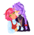 Size: 1368x1388 | Tagged: safe, artist:bombchan, amy rose, blaze the cat, human, amy x blaze, blushing, clothes, cute, duo, eyes closed, holding hands, humanized, lesbian, shipping, simple background, smile, tan skin, white background