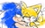 Size: 873x559 | Tagged: safe, artist:s2_lina_, miles "tails" prower, sonic the hedgehog, 2017, age difference, blushing, duo, frown, gay, lidded eyes, looking at each other, shipping, simple background, sketch, smile, sonic x tails, sweatdrop, white background