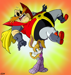 Size: 1272x1344 | Tagged: safe, artist:chadthecartoonnut, bunnie rabbot, robotnik, lifting them