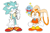Size: 800x529 | Tagged: safe, artist:8xenon8, artist:shadails, cheese (chao), cream the rabbit, uncle chuck, chao, grey background, neutral chao, simple background, standing, trio
