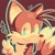 Size: 736x736 | Tagged: safe, artist:zoiby, miles "tails" prower, brown background, classic tails, green outline, limited palette, looking at viewer, no pupils, outline, signature, simple background, smile, smiling at viewer, solo, v sign, watermark