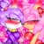 Size: 736x736 | Tagged: safe, artist:zam_kawaii_204, amy rose, blaze the cat, cat, hedgehog, 2023, abstract background, amy x blaze, blaze's tailcoat, blushing, blushing ears, cute, duo, eyes closed, female, females only, heart, heart background, lesbian, noses are touching, shipping