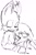 Size: 720x1095 | Tagged: dead source, safe, artist:shazuki0967, kit the fennec, miles "tails" prower, nine, sonic prime, 2023, blushing, duo, eye clipping through hair, eyes closed, frown, gay, kit x tails, leaning on them, line art, shipping, simple background, sweater, white background
