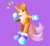Size: 2048x1877 | Tagged: safe, artist:sonicattos, miles "tails" prower, oc, oc:molly prower, 2023, beanbrows, eyes closed, faux 3d, looking at viewer, purple background, purple shoes, simple background, smile, solo, standing, trans female, transgender, wink