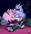 Size: 1080x1208 | Tagged: safe, artist:tayoki10, amy rose, blaze the cat, cat, hedgehog, 2023, amy x blaze, clothes, cute, duo, duo female, eyes closed, female, females only, hand on cheek, holding them, kiss, kiss on lips, lesbian, pillow, shipping, sitting, socks