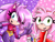 Size: 1024x768 | Tagged: safe, artist:animepianistgirl, amy rose, sonia the hedgehog, hedgehog, duo, female, holding something, phone, sparkles, v sign