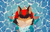Size: 2394x1539 | Tagged: safe, artist:lanzo000, artist:lanzo123, shadow the hedgehog, eyes closed, floating, solo, swimming, water