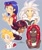 Size: 1567x1862 | Tagged: safe, artist:choccy-milkshake, knuckles the echidna, miles "tails" prower, shadow the hedgehog, silver the hedgehog, sonic the hedgehog, human, blue background, dark skin, group, humanized, outline, simple background, tan skin, v sign