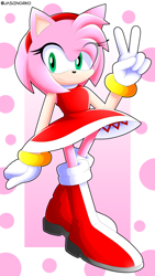 Size: 3449x6107 | Tagged: safe, artist:jasienorko, amy rose, amy's halterneck dress, pink background, solo, white background