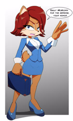 Size: 966x1600 | Tagged: safe, artist:kojiro-brushard, sally acorn, sally mcacorn, briefcase, dialogue, gradient background, solo