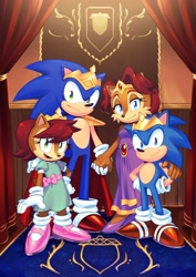 Size: 2480x3508 | Tagged: safe, artist:drawloverlala, manik acorn, sally acorn, sonia acorn, sonic the hedgehog, group