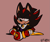 Size: 611x515 | Tagged: safe, artist:nerdypiratez, shadow the hedgehog, cape, chest fluff, ear fluff, hands together, lidded eyes, looking ahead, nonbinary, nonbinary pride, nonbinary shadow, pride cape, signature, simple background, sitting, smile, solo, solo nonbinary