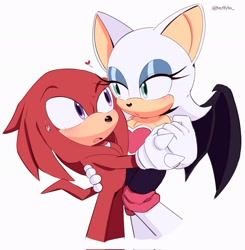 Size: 2008x2048 | Tagged: safe, artist:steffy_bs, knuckles the echidna, rouge the bat, duo, knuxouge, shipping