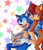 Size: 2108x2425 | Tagged: safe, artist:anonoarts, sally acorn, sonic the hedgehog, abstract background, comic, duo, sally x sonic, shipping, star (symbol), straight