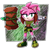 Size: 2048x2048 | Tagged: safe, artist:broadwaybash123, amy rose, thorn rose, hedgehog, sonic prime, face paint, female, frown, holding something, lidded eyes, outline, piko piko hammer, semi-transparent background, solo, solo female, standing