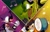 Size: 2048x1325 | Tagged: safe, artist:mangocatart, charmy bee, espio the chameleon, vector the crocodile, sonic heroes, abstract background, banjo, clenched teeth, drum, glowing eyes, holding something, microphone, mouth open, musical notes, singing, smile, team blast, team chaotix, this will end in blood, trio