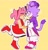 Size: 1947x2048 | Tagged: safe, artist:wonuwu_717, amy rose, blaze the cat, 31 days sonic, 2022, amy x blaze, blushing, duo, duo female, eyes closed, female, females only, frown, heart, holding hands, lesbian, mouth open, outline, shipping, simple background, smile, standing, yellow background