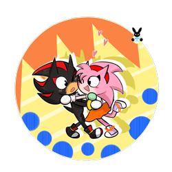 Size: 1000x1000 | Tagged: safe, artist:silverxcristal, amy rose, shadow the hedgehog, 2019, amy x shadow, amybetes, blushing, cute, duo, heart, looking at each other, semi-transparent background, shadabetes, shipping, straight