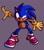 Size: 874x1002 | Tagged: safe, artist:skeletonpendeja, sonic the hedgehog, clenched teeth, dark skin, eyelashes, looking ahead, purple background, simple background, smile, soap shoes, solo, standing, yellow gloves