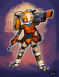 Size: 1440x1888 | Tagged: safe, artist:shieltar, cream the rabbit, blaster, carrying on shoulder, gun hand, robian, roboticized