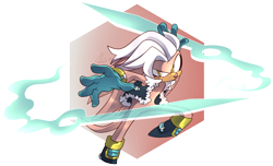 Size: 1188x722 | Tagged: safe, artist:that-rae-of-sunshine, oc, oc:charis the echidna, echidna, fusion, fusion:jani-ca, fusion:silver, jacket, psychokinesis, yellow eyes