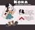 Size: 2048x1753 | Tagged: safe, artist:kobitachuart, oc, oc:kora the border collie dog, dog, abstract background, boots, border collie, character name, dress, english text, heart, heterochromia, looking at viewer, oc only, smile, smiling at viewer, solo, standing, text, watermark
