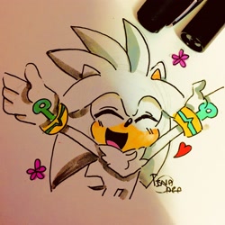 Size: 3024x3024 | Tagged: safe, artist:tinasara09, silver the hedgehog, hedgehog, signature, silvabetes, sketch