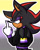 Size: 1638x2048 | Tagged: safe, artist:feeble-minded-little-gay, shadow the hedgehog, ear piercing, earring, eyeshadow, gradient background, jacket, lidded eyes, looking back, middle finger, nonbinary, nonbinary pride, outline, pride flag background, smile, smug, solo, solo nonbinary, standing, tan skin