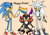 Size: 650x450 | Tagged: safe, artist:sassylawnmower, shadow the hedgehog, silver the hedgehog, sonic the hedgehog, 2022, aro ace pride, aromantic, asexual, asexual pride, bisexual, bisexual pride, crouching, english text, flag, frown, holding something, orange background, pride, simple background, smile, standing, straight ally, trio