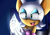 Size: 1377x964 | Tagged: safe, artist:o--d--r, rouge the bat, sonic x, 2014, abstract background, crystal, female, holding something, lidded eyes, mouth open, open smile, redraw, smile, solo, standing