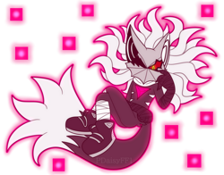 Size: 1024x803 | Tagged: safe, artist:pdaisyff1, infinite the jackal, oc, oc:tango (cosmospatrol), 2020, alternate universe, bandage, cubes, flying, glowing, outline, phantom ruby, solo