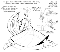 Size: 2803x2426 | Tagged: safe, artist:the hydroxian, vanilla the rabbit, english text, featured image, gliding, leaping, rail grinding, running, solo, that rabbit sure loves tea