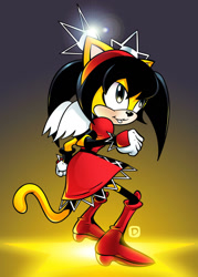 Size: 1024x1431 | Tagged: safe, artist:nigel dobbyn, honey the cat, fighting pose, honey's sharp dress, solo