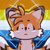 Size: 768x768 | Tagged: safe, artist:homophobic-sonic, miles "tails" prower, fox, aro ace pride, aromantic, asexual, edit, freckles, frown, icon, looking at viewer, male, pride, pride flag background, shrunken pupils, solo