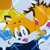 Size: 768x768 | Tagged: safe, artist:homophobic-sonic, miles "tails" prower, fox, aro ace pride, aromantic, asexual, edit, freckles, icon, looking at viewer, male, mouth open, one fang, pride, pride flag background, smile, solo