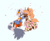 Size: 2048x1659 | Tagged: safe, artist:kiimmyko, tangle the lemur, whisper the wolf, lemur, wolf, claws, clothes, crop top, dress, duo, female, females only, flower, lesbian, looking at each other, one fang, oversized, pants, petals, sandals, shipping, simple background, sitting, smile, spring (season), tangle x whisper, white background