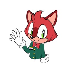 Size: 2000x2000 | Tagged: dead source, safe, artist:venusofchaos, barry the quokka, the murder of sonic the hedgehog, freckles, nonbinary, quokka, simple background, smile, solo, standing, waving, white background